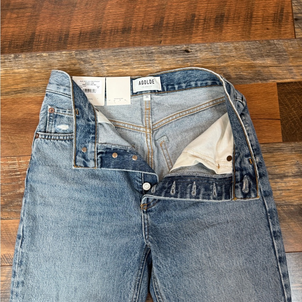 Agolde Riley High Rise Straight Crop Jeans - Picture 2 of 7